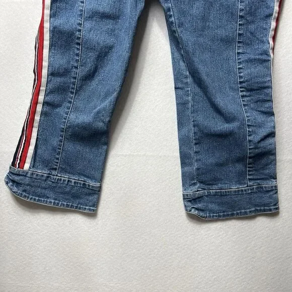 Tommy Hilfiger Lace Up Crop Jeans Women's 11 Blue Side Stripe 90s‎ Y2K - Picture 4 of 15